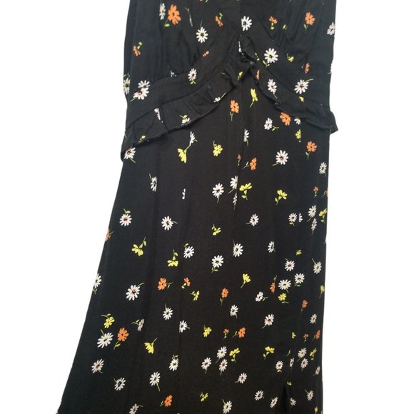 Forever 21 Floral Ruffle Slit Maxi Dress Size Med - Picture 6 of 12